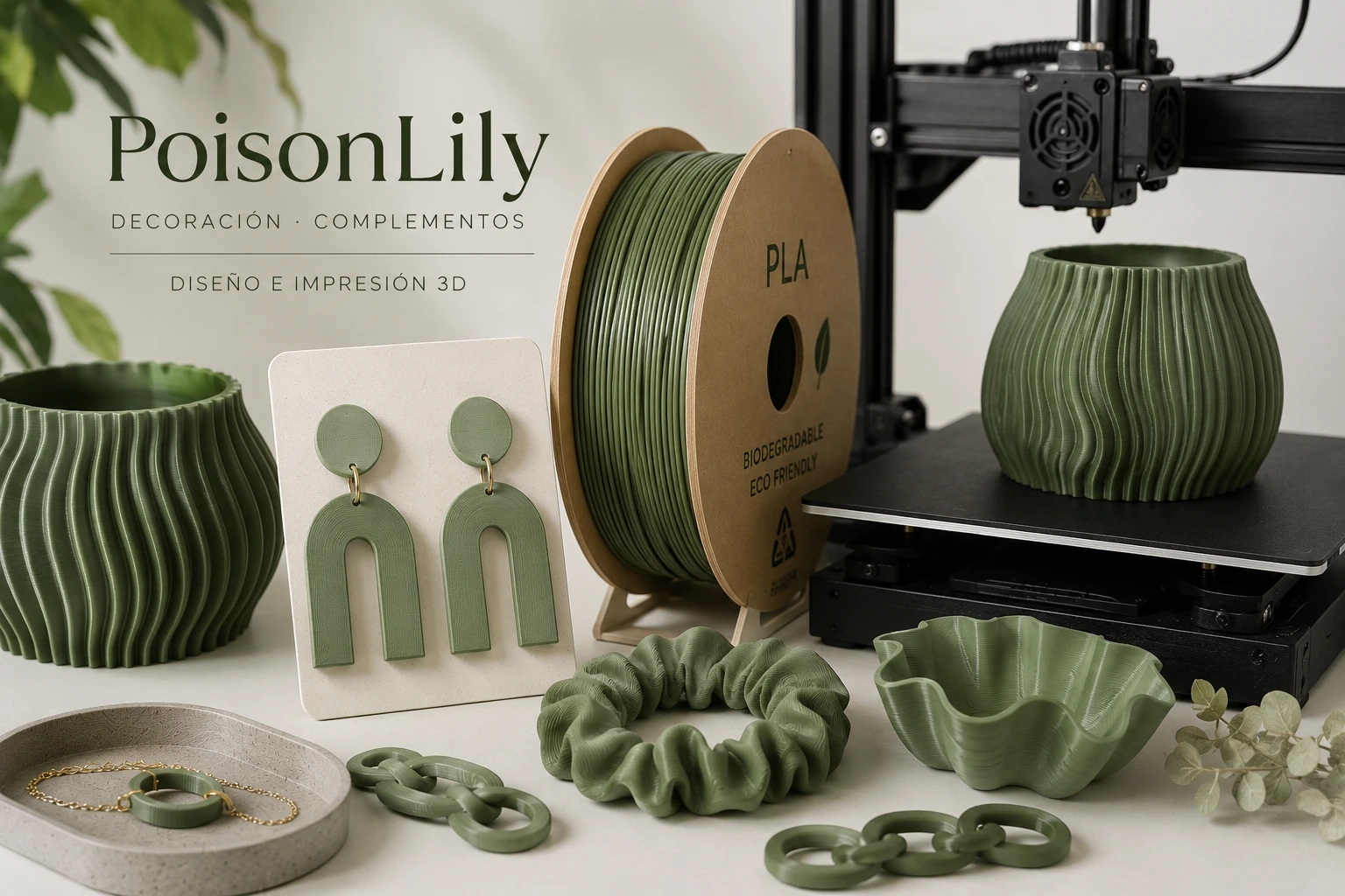 Piezas PoisonLily fabricadas mediante impresión 3D en PLA