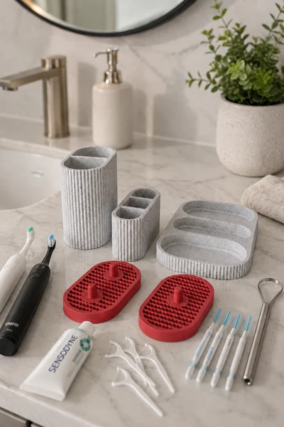 Dentia Holder en Rojo Oscuro
