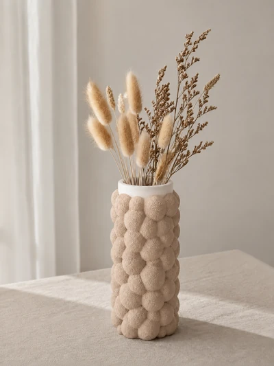 Puffra Bicolor en Marron Latte Blanco Marfil
