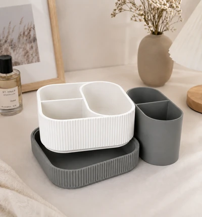 Stacksey en Gris Piedra Blanco Marfil